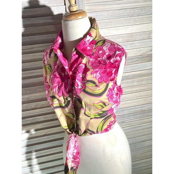 NY&Co Lg Tropical Tie Front Top - Picture 9 of 13